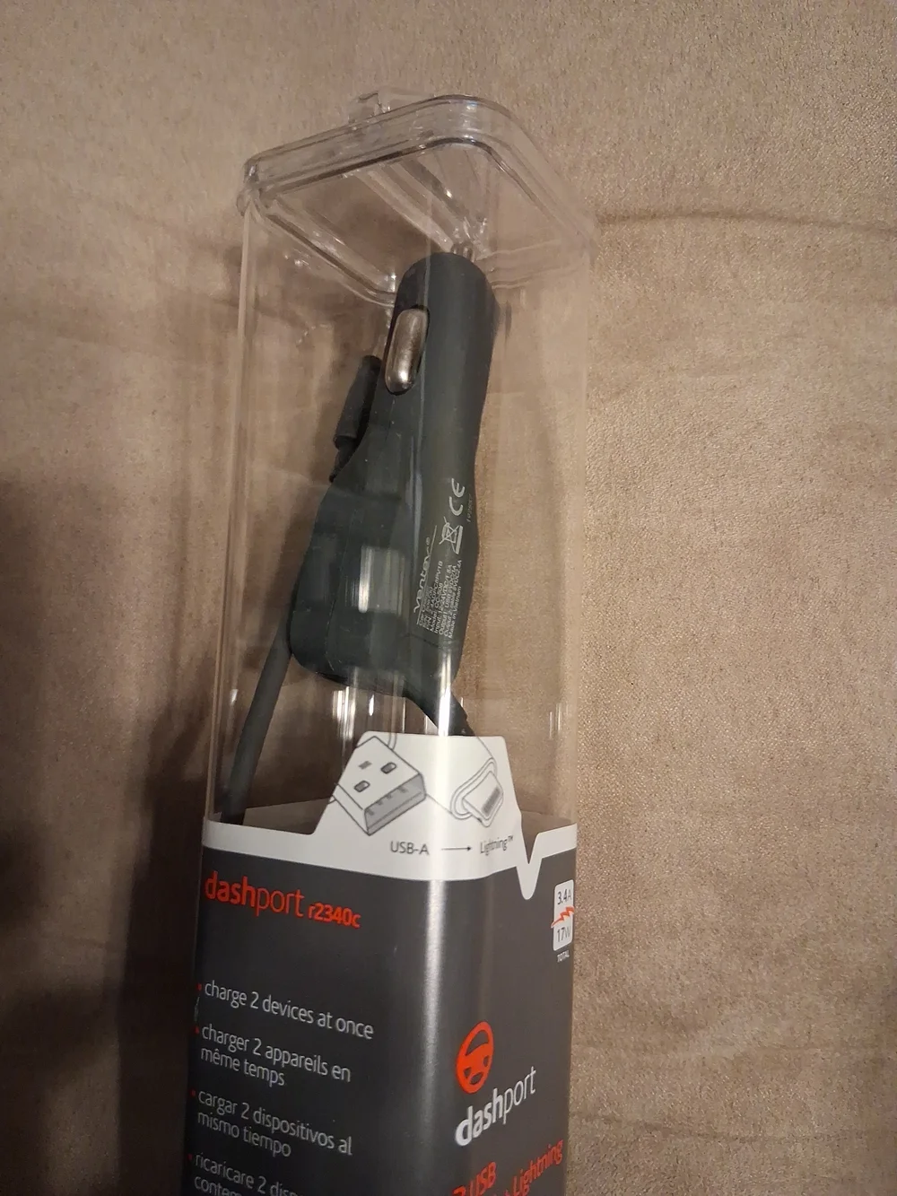 Ventev dashport 2 USB-A + Lighting For iPhone/ iPad /iPod 3.4A 17W NIB